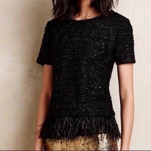 Deletta Sequin Feather Top from Anthropologie